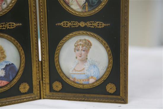 A set of four late 19th / early 20th century French painted miniatures of Napoleon and family,